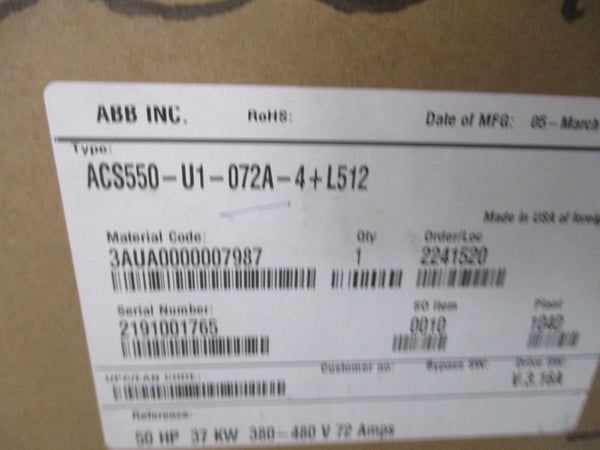 ABB ACS550-U1-072A-4+L512 380-480V 72A NSFS
