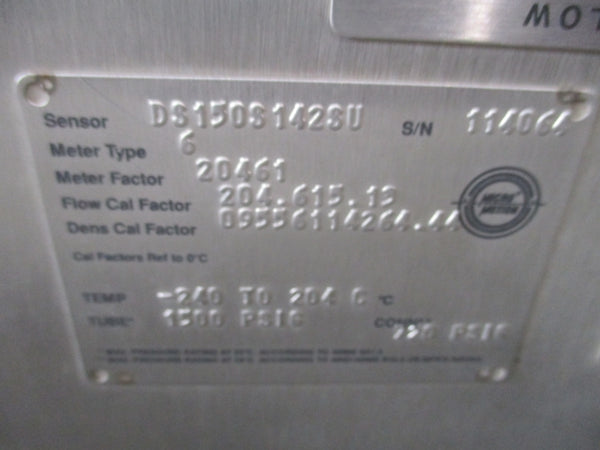 MICRO MOTION DS150S142SU 1500PSI UNMP