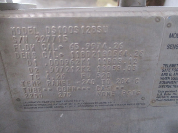 MICRO MOTION DS100S128SU  2250PSI UNMP