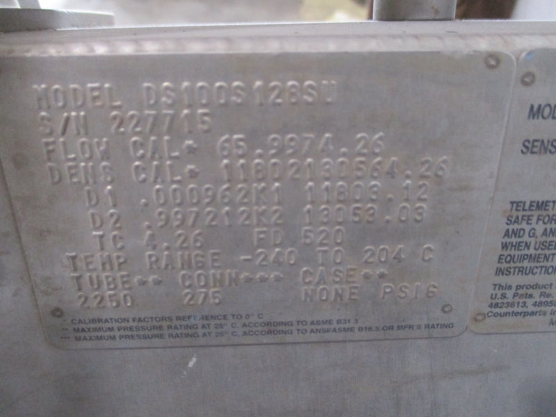 MICRO MOTION DS100S128SU  2250PSI UNMP