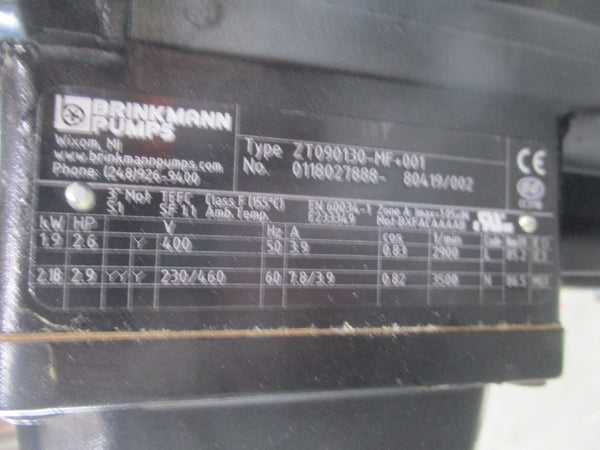 BRINKMANN PUMPS ZT090130-MF+001 230/460V 7.8/3.9A NSNP