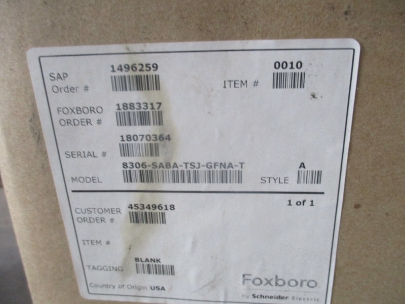 FOXBORO 8306-SABA-TSJ-GFNA-T 1.7PSI NSMP