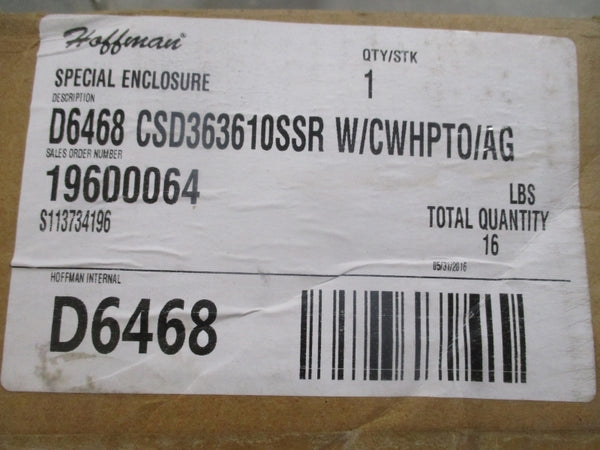 HOFFMAN D6468 CSD363610SSR W/CWHPTO/AG NSMP