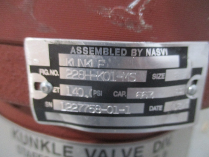 KUNKLE VALVE 228H-K01-MS 175PSI NSNP