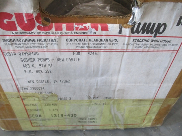 GUSHER Z300074 11022C-LONG 230/460V 3.2-1.6A NSMP