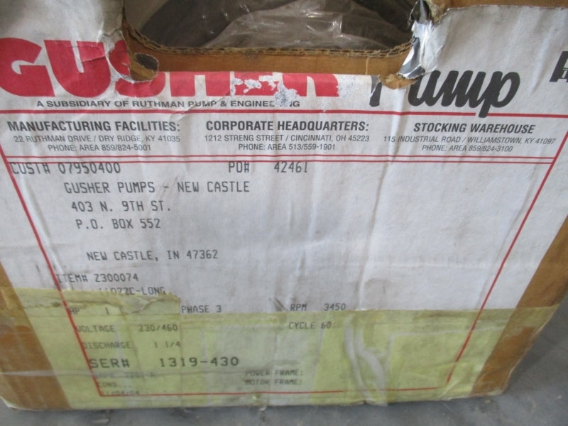 GUSHER Z300074 11022C-LONG 230/460V 3.2-1.6A NSMP