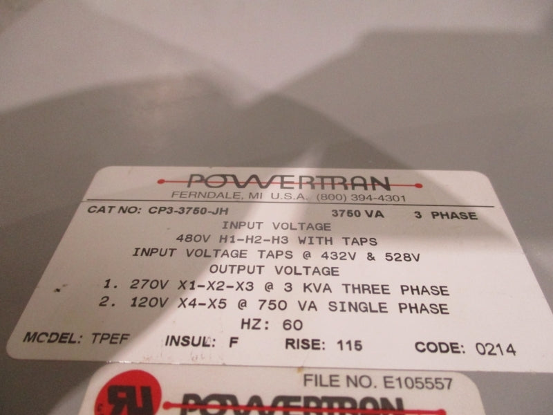 POWERTRAN CP3-3750-JH 480V NSNP