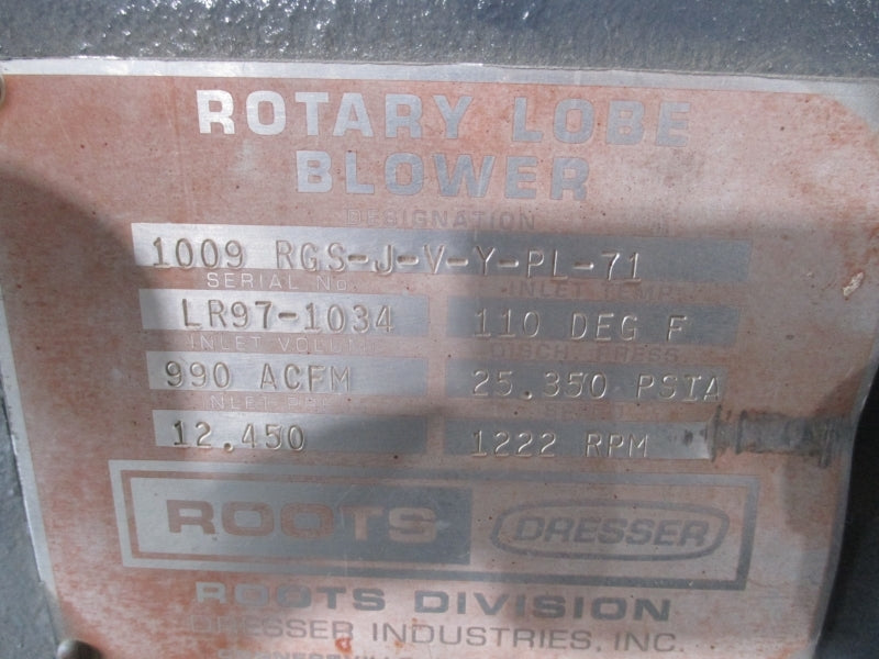 ROOTS DRESSER 1009 RGS-J-V-Y-PL-71 25.350PSI NSNP