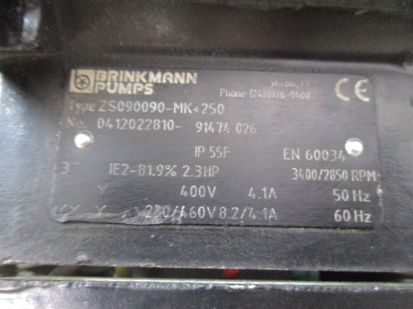 BRINKMANN PUMPS ZS090090-MK+250 230/460V 8.2/4.1A UNMP