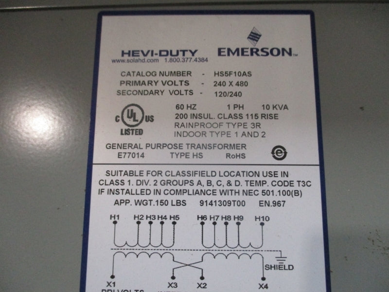 HEVI-DUTY HS5F10AS 240X480V NSMP