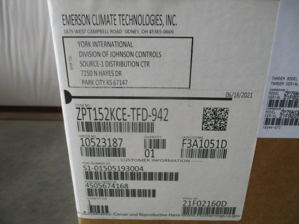 COPELAND ZPT152KCE-TFD-942 NSFS