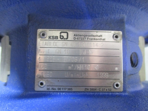 KSB ETABLOC GN 40 160/114.2 460V 2.65A NSNP