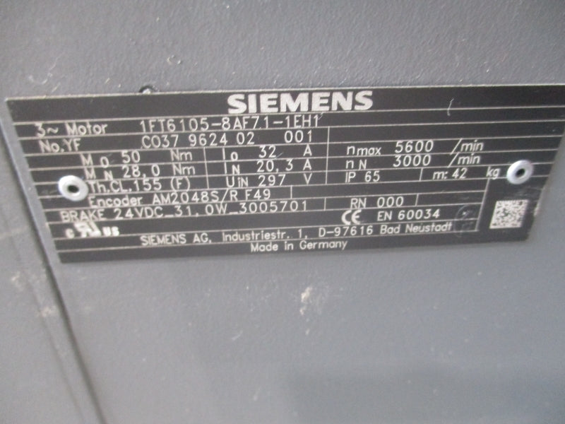 SIEMENS 1FT6105-8AF71-1EH1 297V 32A NSNP