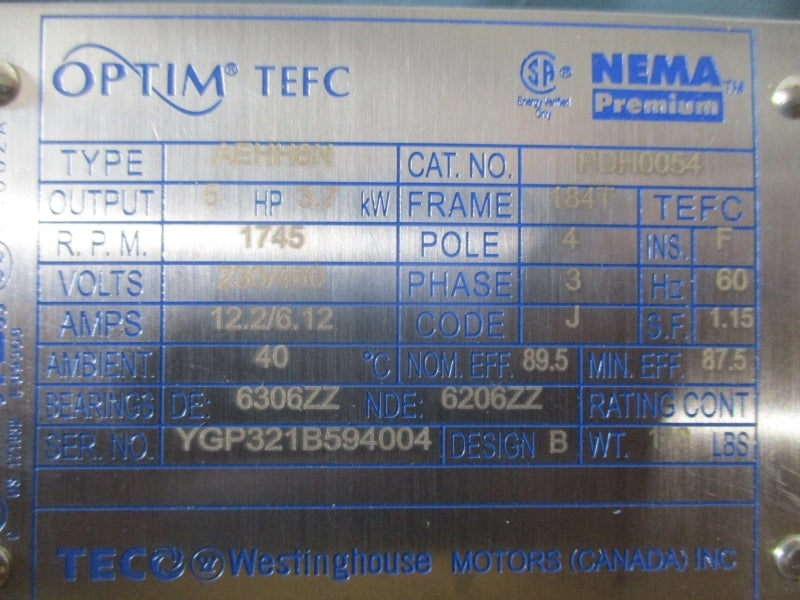 WESTINGHOUSE PDH0054 230/460V 12.2/6.12A NSMP