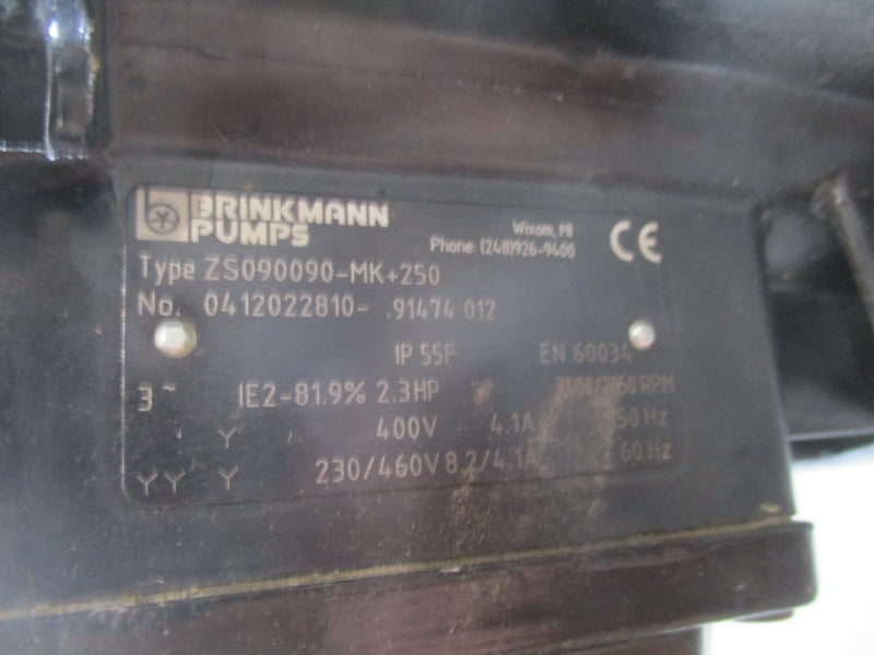 BRINKMANN PUMPS ZS090090-MK+250 230/460V 8.2/4.1A (AS PICTURED) UNMP