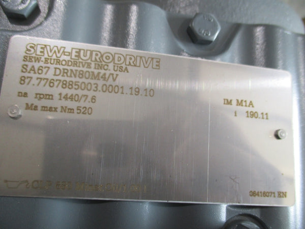 SEW-EURODRIVE SA67 DRN80M4/V 220-230/380-400V 3.05/1.75A NSNP