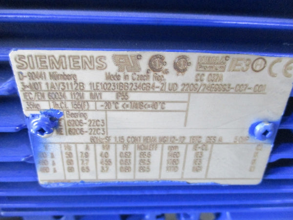 KSB ETCB065-050-200 1LE10231BB234GB4-Z 460V 7.7A NSNP