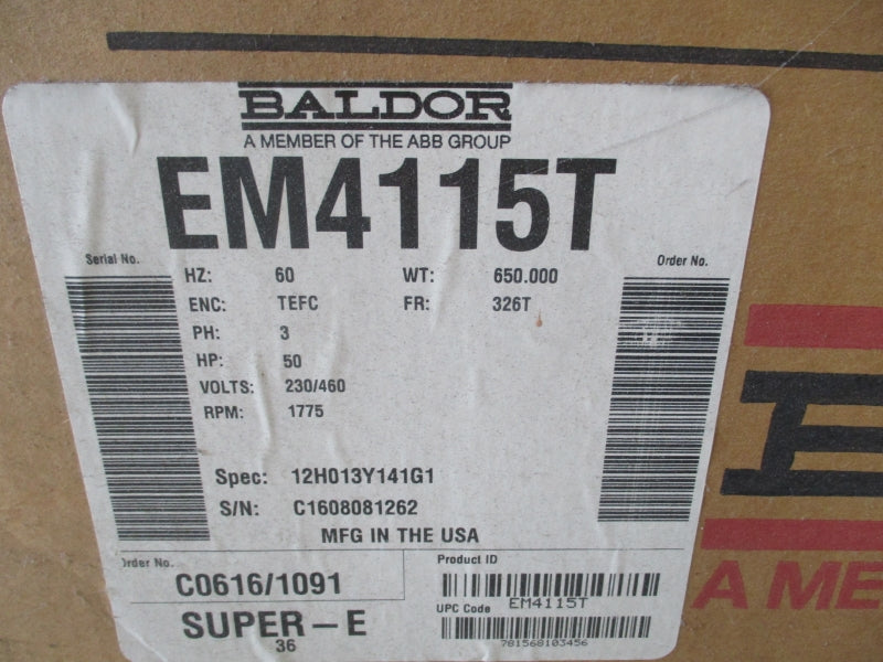BALDOR EM4115T 230/460V 116/58A (AS PICTURED) NSMP