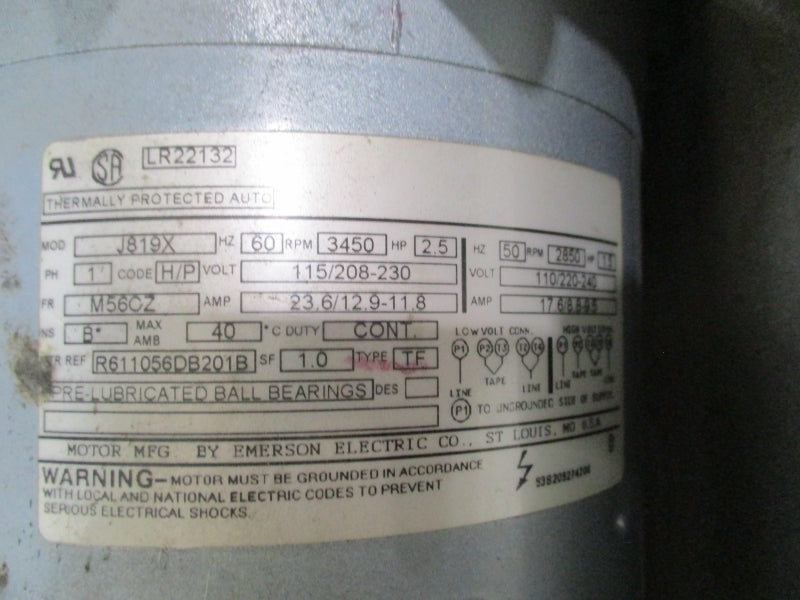 GAST J819X 115/208-230V 23.6/12.9-11.8A UNMP