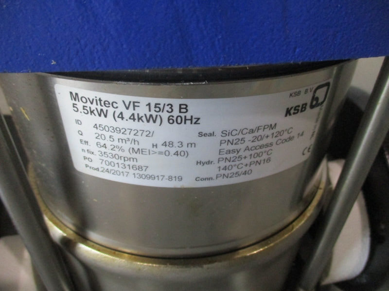KSB MOVITEC VF 15/3 B 4503927272/ 400Y 9.86A NSNP