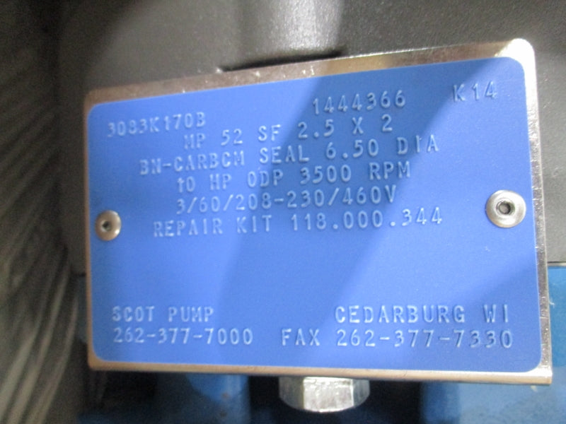 SCOT PUMP 2.5 X 2 3083K170B 208-230/460V 26-24.8/12.4A NSNP