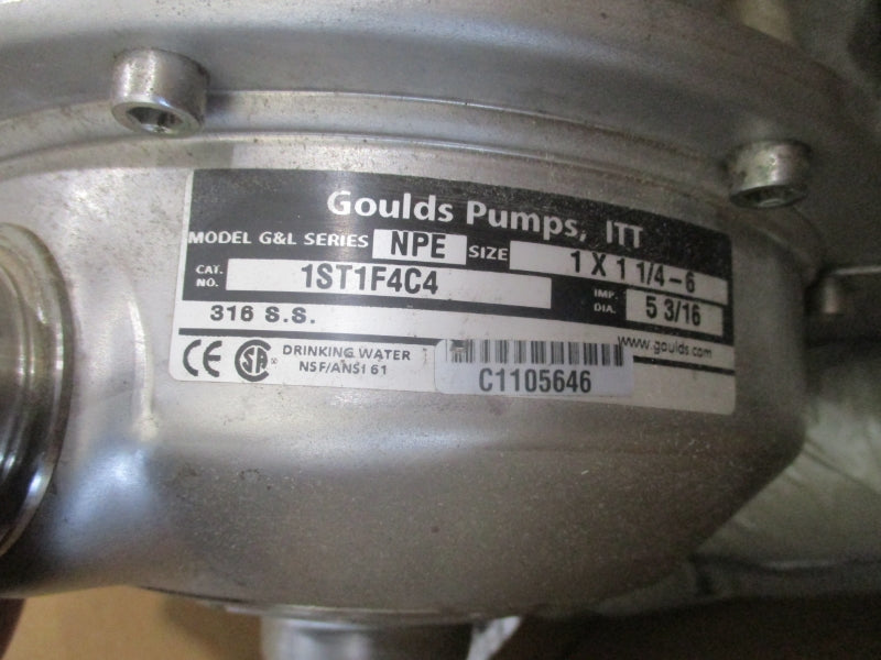 GOULDS PUMPS 1ST1F4C4 115/208-230V 16.4/8.7-8.2A 1X1 1/4-6 NSMP