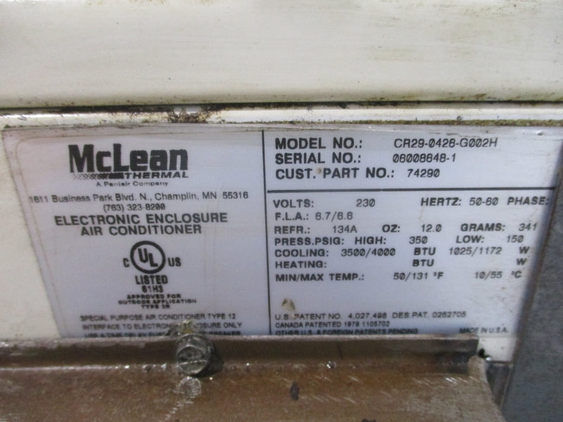 MCLEAN CR29-0426-G002H 230V 6.7/6.6A 150-350PSI UNMP