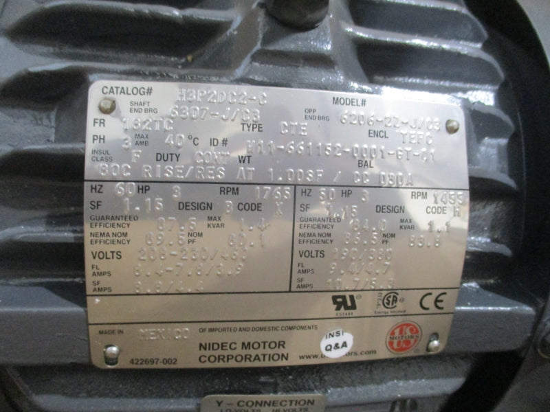 YORK PUMP AUX OIL 02634289000 208-230/460V 6.4-7.8/3.9A NSMP