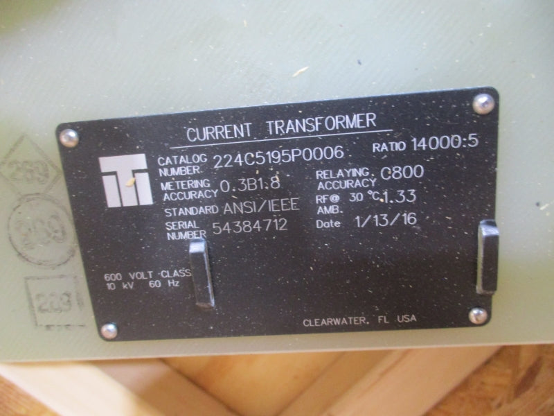 ITI CURRENT TRANSFORMER 14000:5 224C5195P0006 600V NSNP