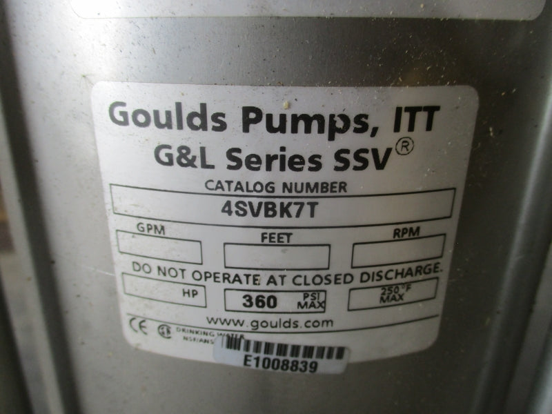 GOULDS PUMPS 4SVBK7T 360PSI NSNP