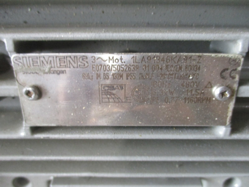 SIEMENS 1LA91346KA91-Z 480V 11.5A UNMP