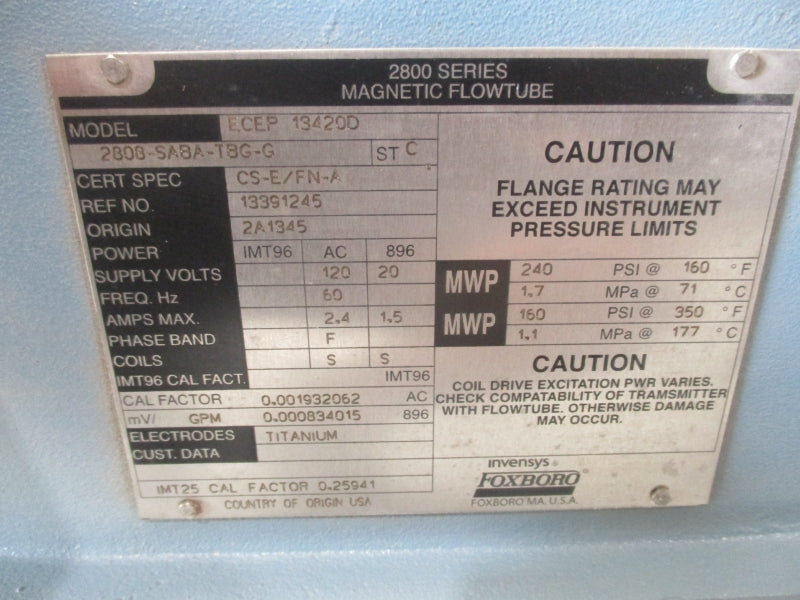 FOXBORO ECEP13420D 2808-SABA-TBG-G 120V 2.4A 160-240PSI NSNP