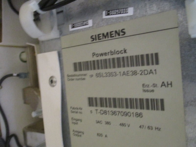 SIEMENS 6SL3353-1AE38-2DA1 380-480V 820A NSMP