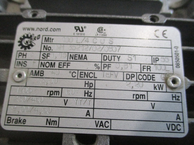 NORD 53-100L/4CUS 230/460V 9.00/4.50A NSNP