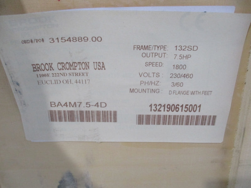 BROOK COMPTON BA4M7.5-4D 230/460V NSMP