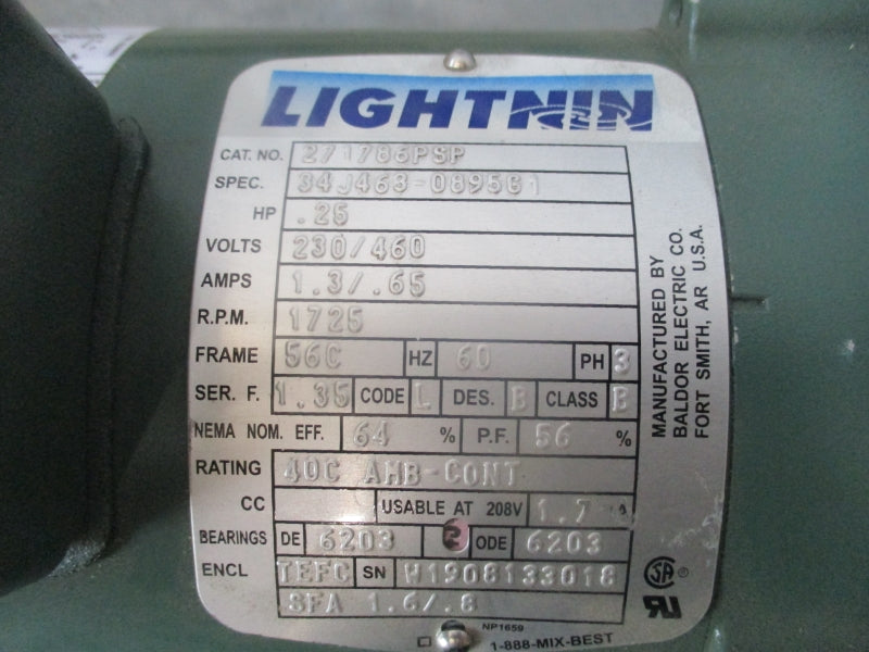 SPXFLOW LIGHTNIN MIXER  EV5Q25 230/460V 1.3/.65A NSNP