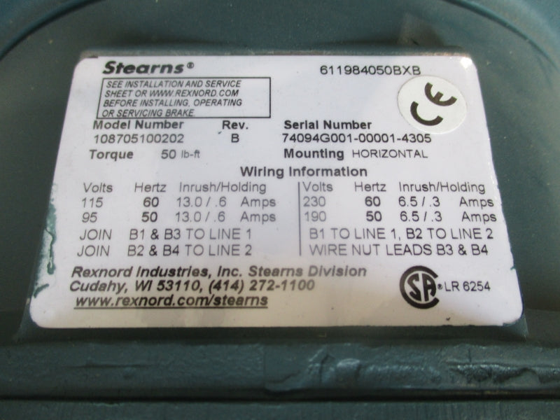 RELIANCE ELECTRIC 6946857-001-MHT1 W/ STEARNS 108705100202 460V 20.5/18A NSNP
