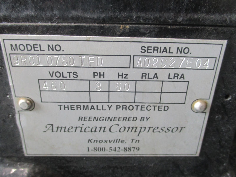 COPELAND COMPRESSOR AMERICAN COMPRESSOR 9RC10760TFD  460V UNMP