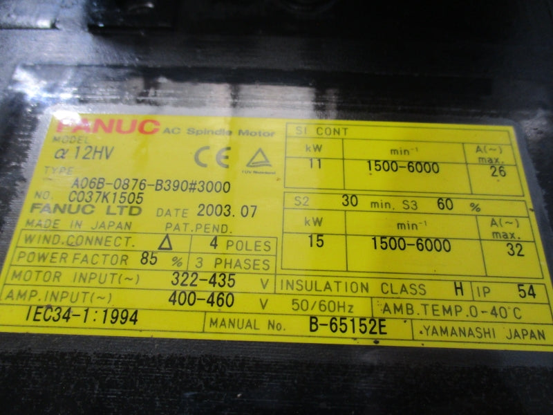 FANUC A06B-0876-B390#3000 322-435V 400-460A (AS PICTURED) UNMP