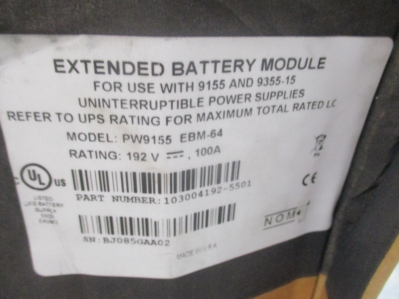 EATON 103004192-5501 PW9155EBM-64 192V 100A NSMP
