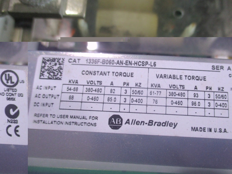INDUSTRIAL SPARE PART 1336F-B060-AN-EN-HCSP-L6 SER. A 380-480V 82A (AS PICTURED) NSMP