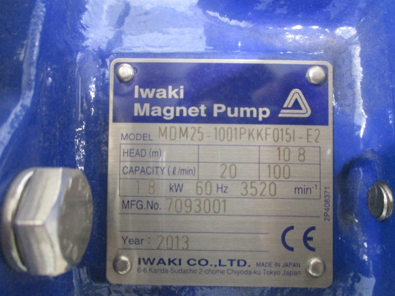 IWAKI MDM25-1001PKKF015I-E2 230/400V 6.0/3.46A NSNP