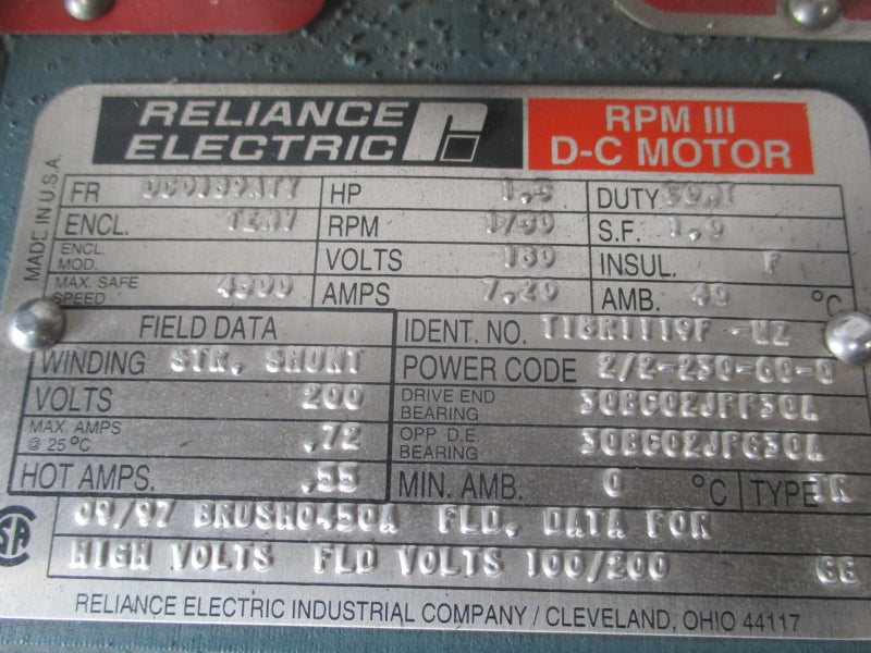 RELIANCE ELECTRIC T18R1119F-WZ 180V 7.20A (AS PICTURED) NSMP