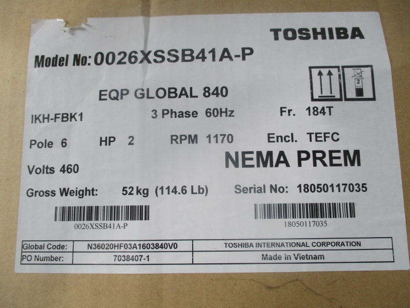 TOSHIBA 0026XSSB41A-P 460V 3.4A NSMP