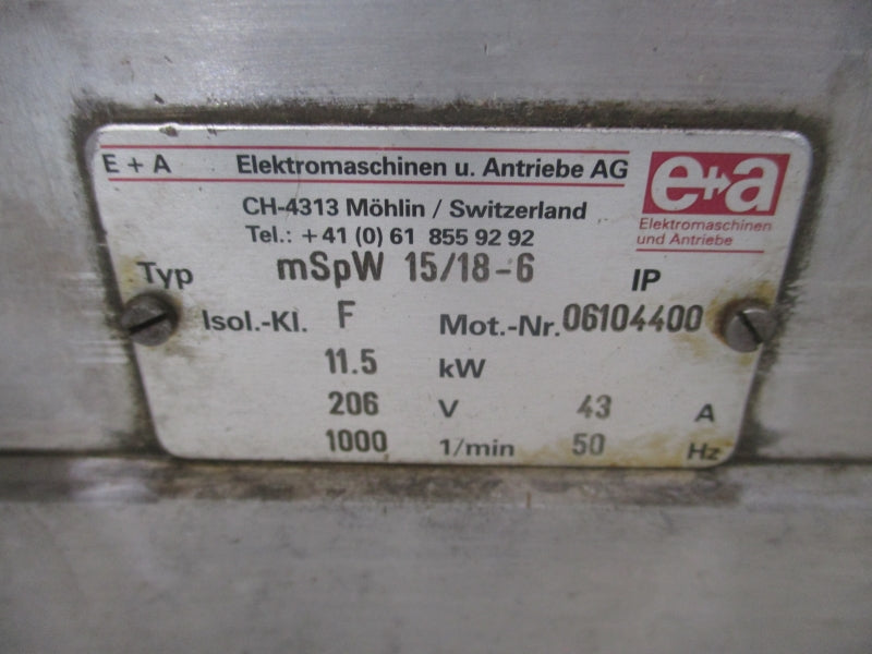 ELEKTRMASCHINEN UND ANTRIEBE MSPW15/18-6 06104400 206V 43A UNMP