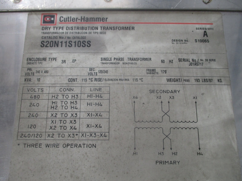 CUTLER HAMMER S20N11S10SS SER. A 480V NSNP