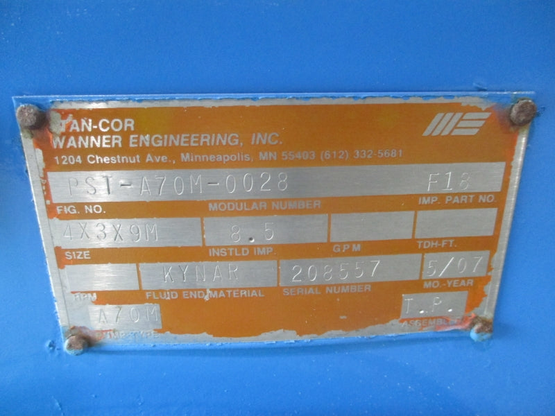 WANNER ENGINEERING PST-A70M-0028 F18 P18428-0-01 4X3X9M NSNP