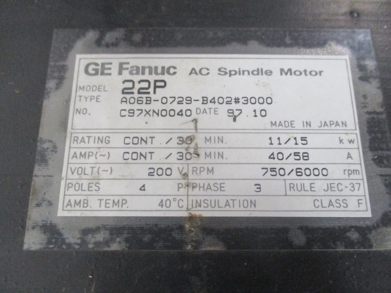 FANUC A06B-0729-B402#3000 200V 40/58A NSNP
