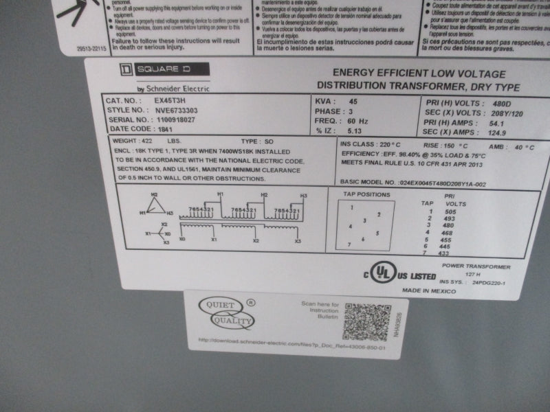 SQUARE D EX45T3H 480V 54.1A NSMP