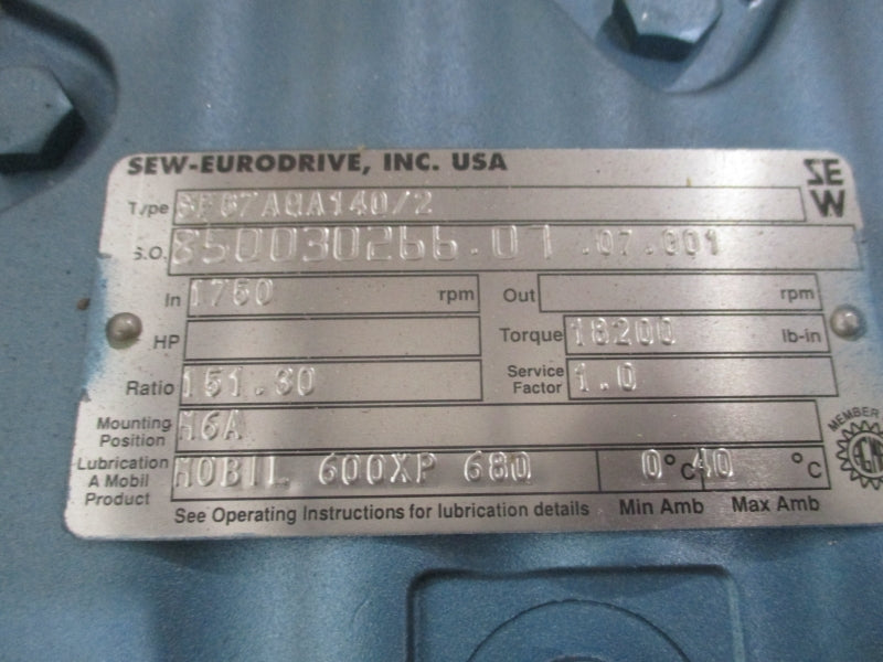 SEW-EURODRIVE SF87AQA140/2 (PKG OF 2) NSMP